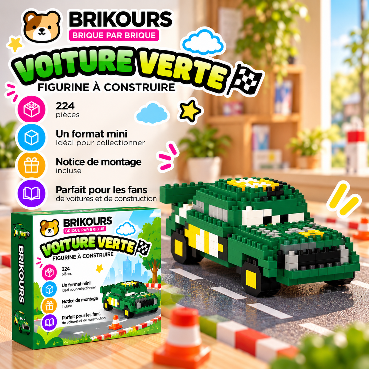 Mini voiture de course en micro-briques | Brikours