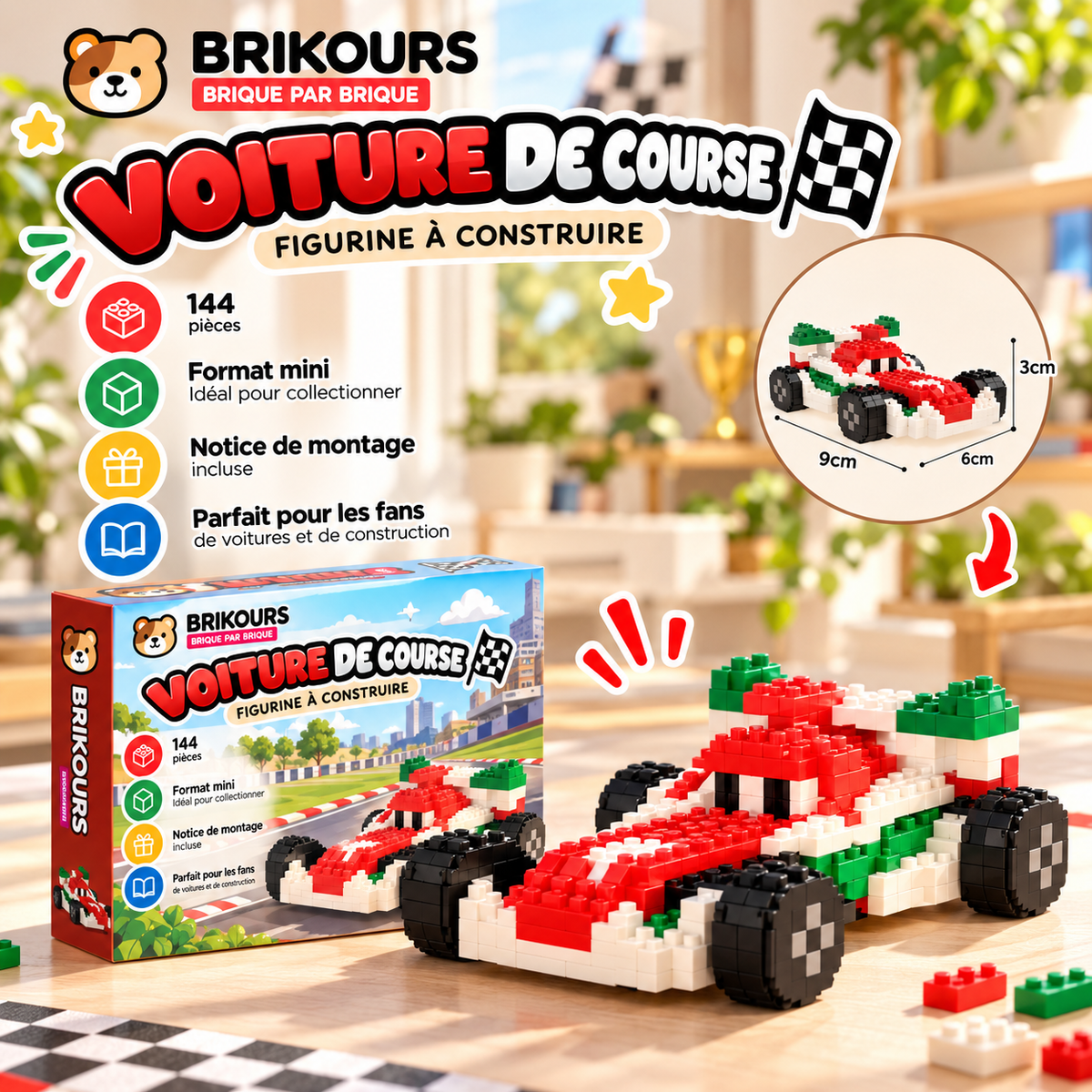 Mini voiture de course en micro-briques | Brikours