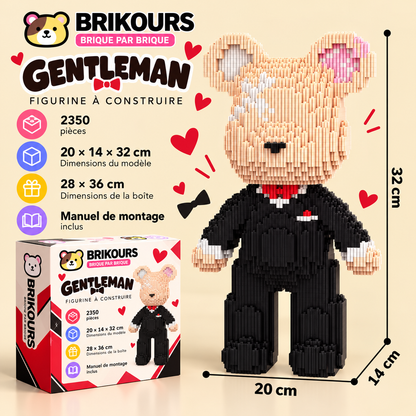 Blocs de construction Bear Connection, jolies particules, assemblage DIY, peinture, 32 cm, série Mpin, mini figurines d'ours en briques, jouets décoratifs