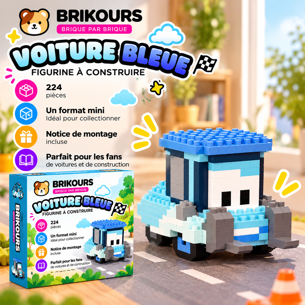 Mini voiture de course en micro-briques | Brikours