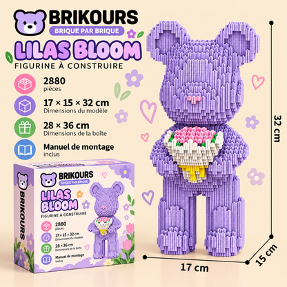 Blocs de construction Bear Connection, jolies particules, assemblage DIY, peinture, 32 cm, série Mpin, mini figurines d'ours en briques, jouets décoratifs