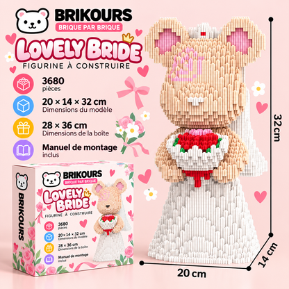 Blocs de construction Bear Connection, jolies particules, assemblage DIY, peinture, 32 cm, série Mpin, mini figurines d'ours en briques, jouets décoratifs