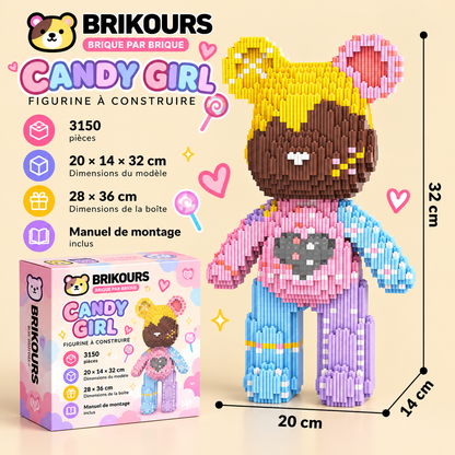 Blocs de construction Bear Connection, jolies particules, assemblage DIY, peinture, 32 cm, série Mpin, mini figurines d'ours en briques, jouets décoratifs