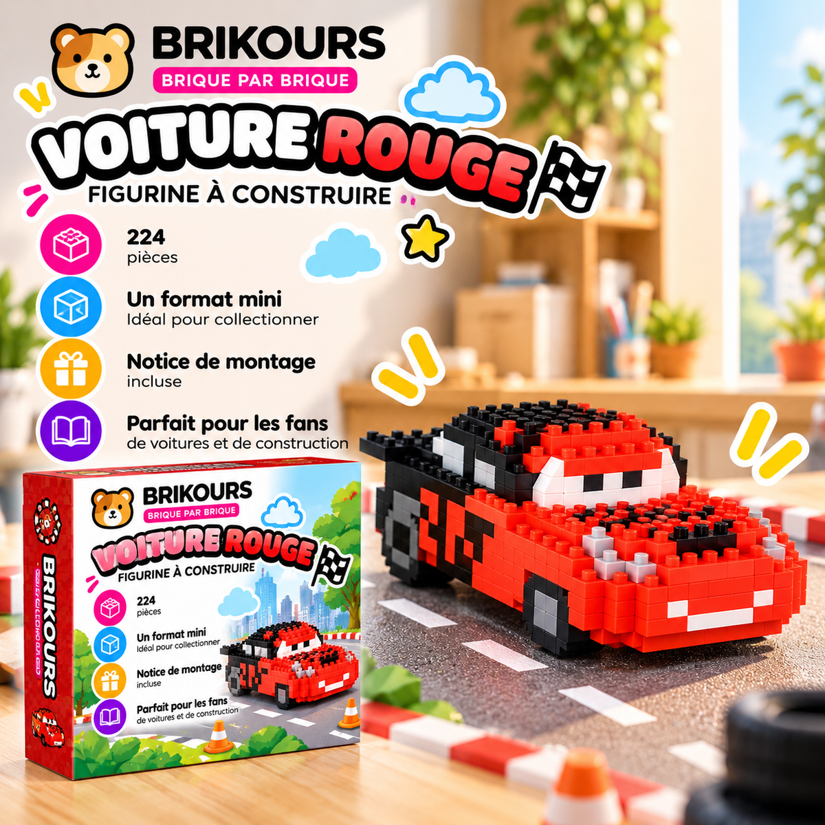 Mini voiture de course en micro-briques | Brikours