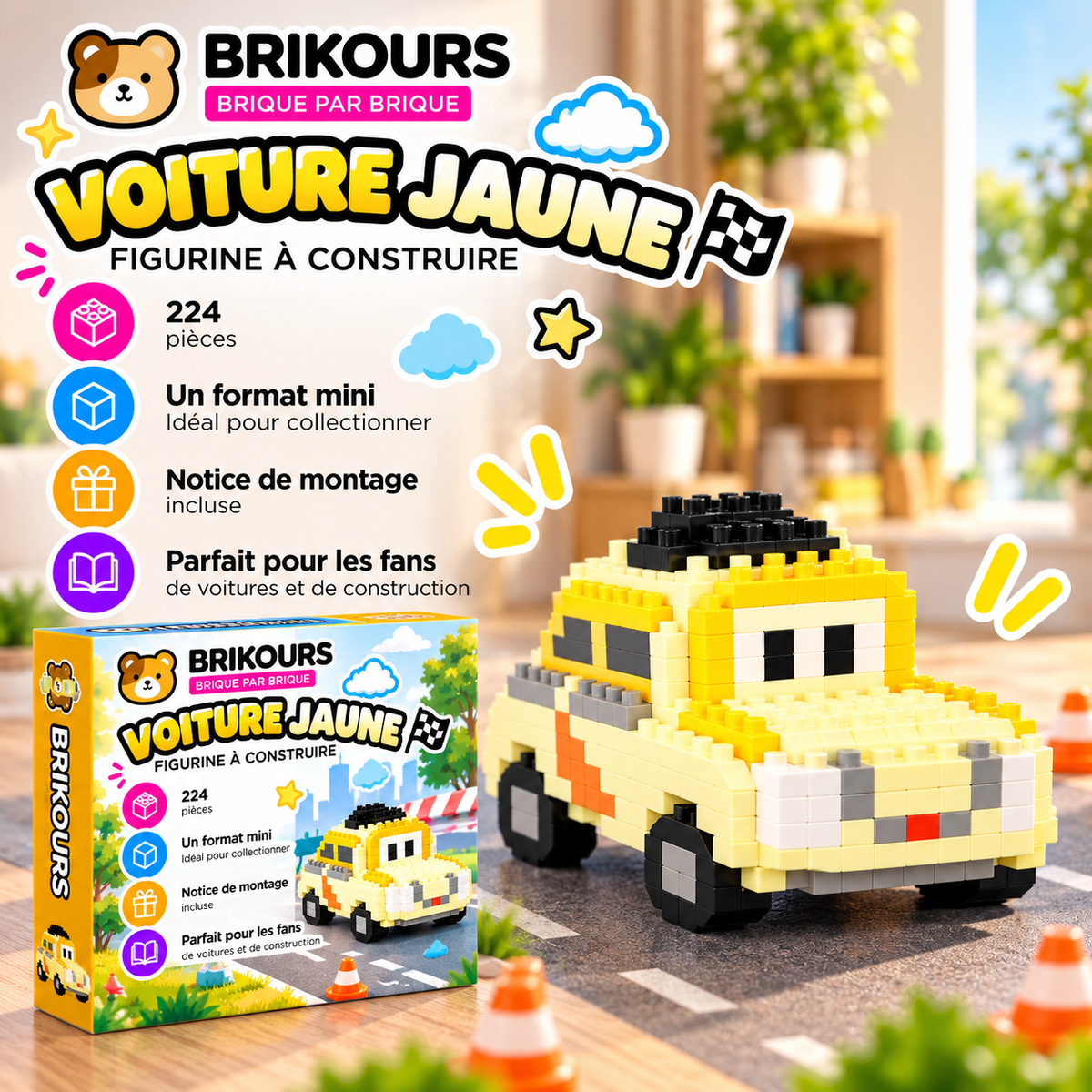 Mini voiture de course en micro-briques | Brikours