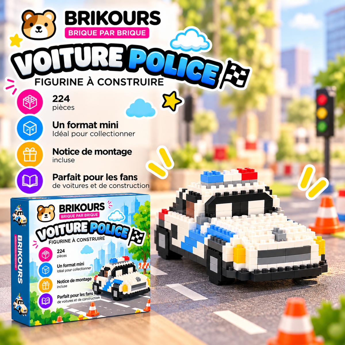 Mini voiture de course en micro-briques | Brikours